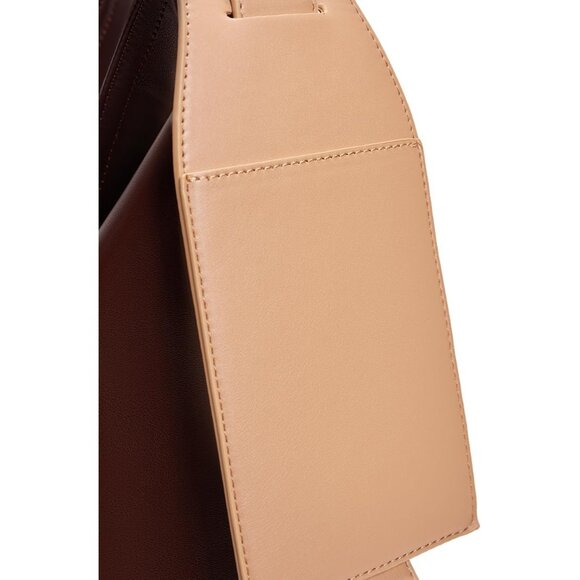 Women's Dark Brown Tote Hobo Vegan Leather Shoulder Strap Zippered Pocket bag - Picture 5 of 5